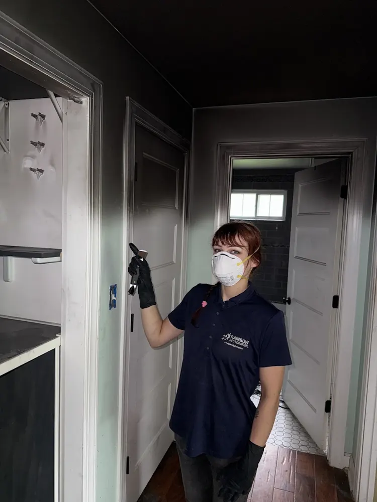 Peachtree Water & Fire Restoration technician in protective gear on a job in Atlanta